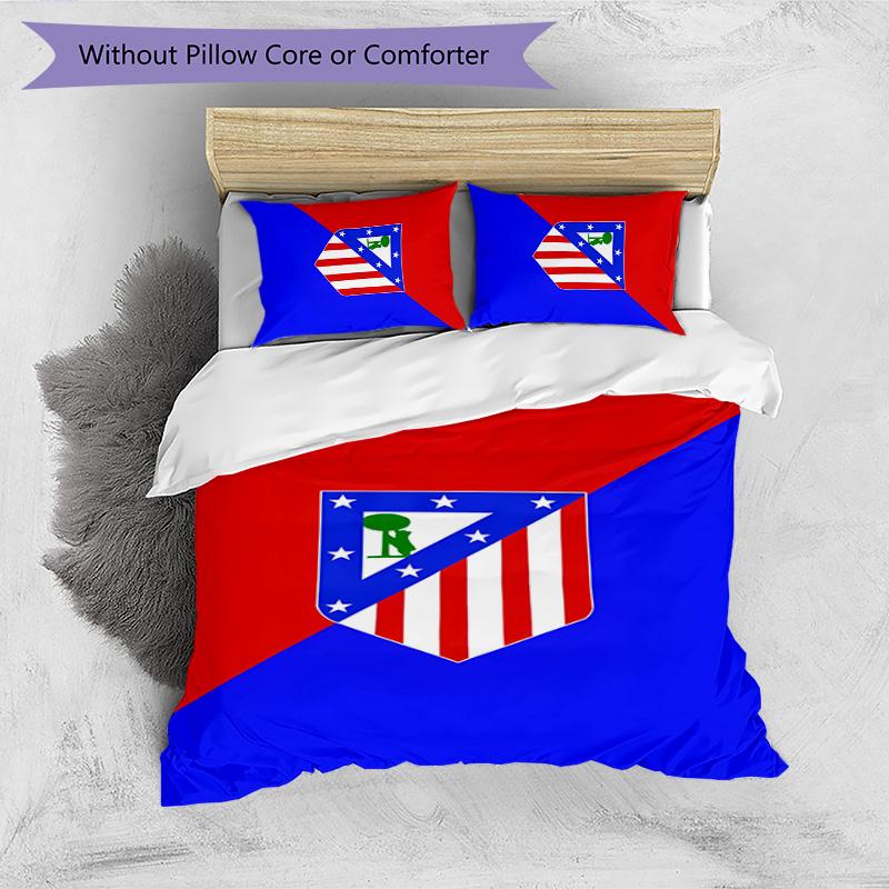 Set Biancheria da Letto 3 Pezzi con Stampa Atletico Madrid Morbido Delicato sulla Pelle Lavabile Copripiumino e Federe Set per Tutte le Stagioni Camera da Letto