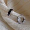 S925 Earrings for Women Ins Style Niche Design High-Grade Black Drop Glaze Roman Sterling Silver Earrings Earrings