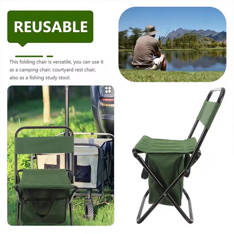 New Outdoor Camping Folding Chair With Storage Bag And Backrest Lure Fishing Chair
