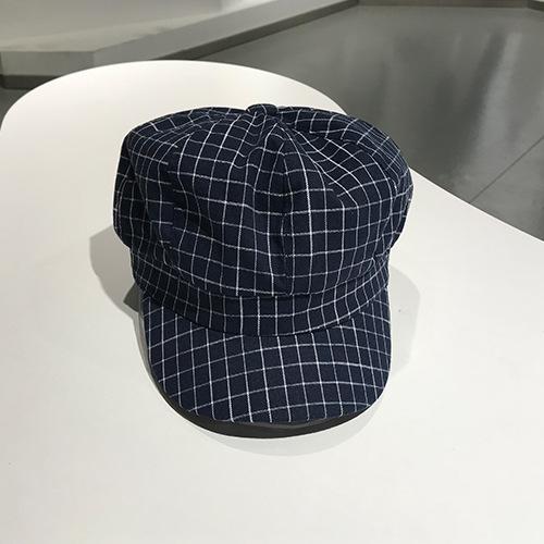 

Универсальная клетчатая тонкая восьмиугольная шляпа Британская ретро студенческая кепка Повседневная шляпа художника Шляпа газетчика Детская Adjustable темно-синий