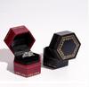 Vintage Hexagonal Velvet Ring Box Delicate Embossed Jewelry Storage Case For Proposal Wedding Jewelry Display Use
