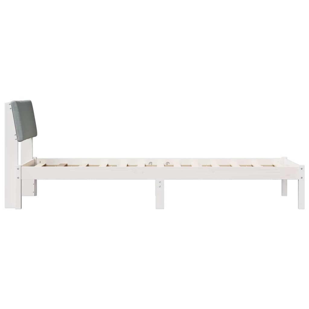 Bed Frame in White and Light Grey 75 x 190 cm Solid Pine Wood