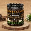 Vintage Natural Wood Bead Bracelet Set, Multi-piece Ethnic Style Beaded Bracelets, Bohemian Forest-inspired Jewelry