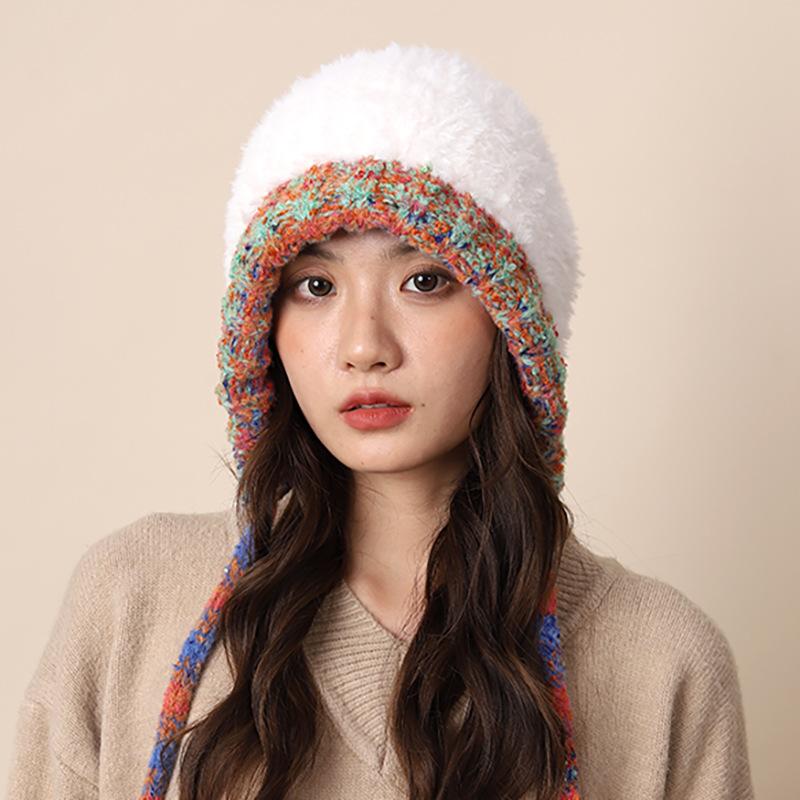 Winter Hats For Women Girls Warm Hooded Beanie For Female Kniting Skull Cap Ear Protection Cap