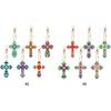 6pcs Cross Gem Keychains Diamond Mosaic Kit DIY Special Shaped Drill Keychains Rhinestone Pendant Double Sided Lady Bag Pendant