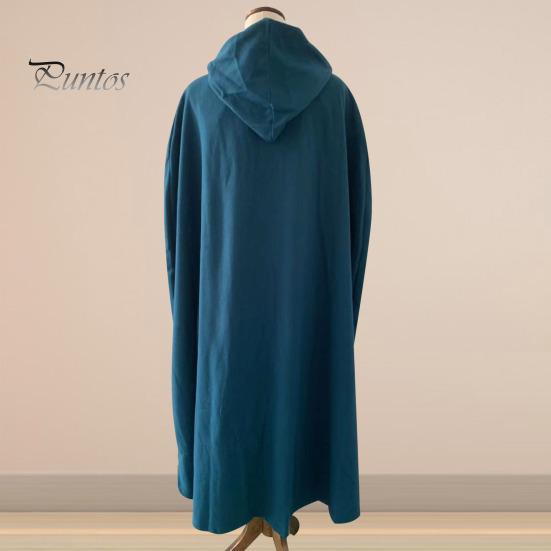 Winter Women Jacket with Hood Medieval Retro Cape Gothic Keep Warm Shawl Ankle Length Loose Cloak Thick Single-Button Closure Outdoor Poncho Pirate