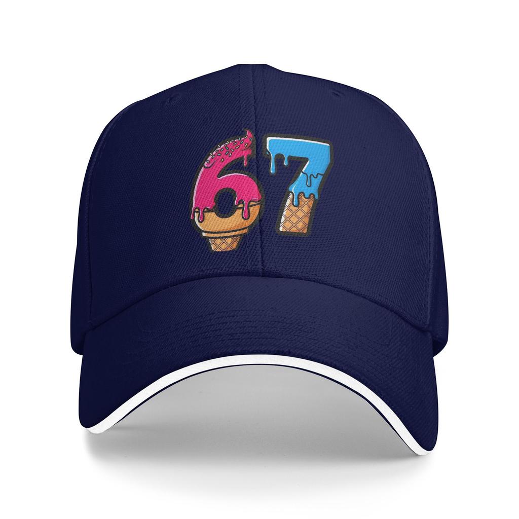 Summer Casual Baseball Cap Ice Cream Numbers 67 Design Outdoor Gym Hip Hop Hats For Unisex Sun Visor Cool Snapback Cap