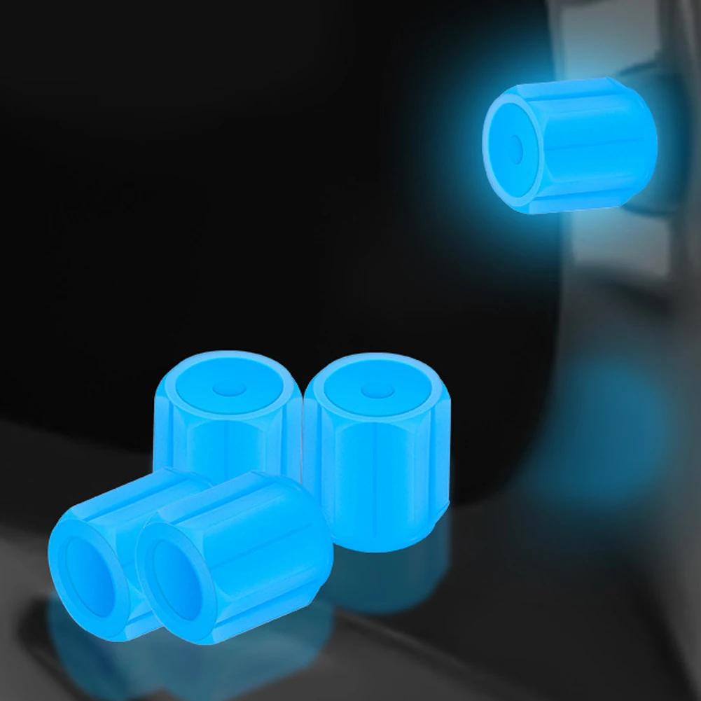 4PCS Universal Luminous Valve Cap Dust-proof Tires Wheel Hub Valve Glowing Tyre Stem Covers Applicable Car Motorcycle Bike