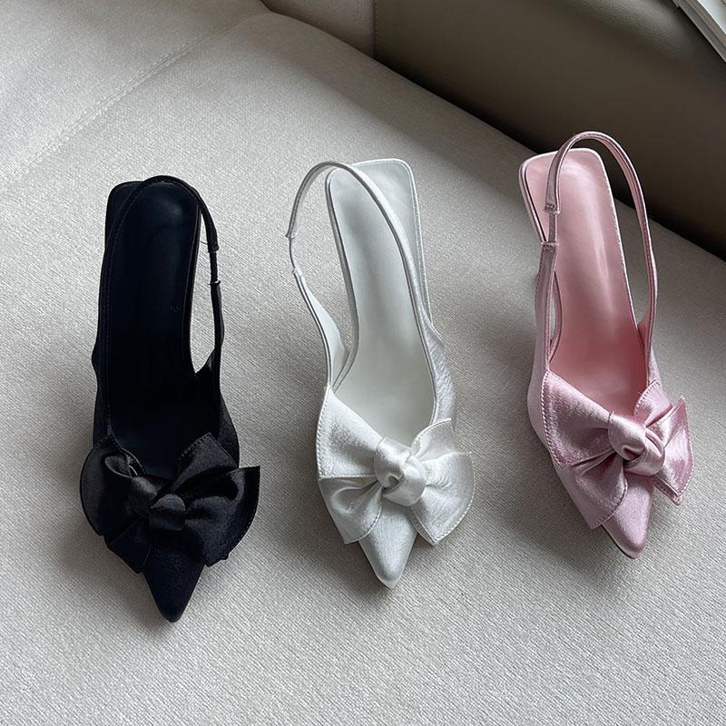 Fashion Pink Fashion Pointed Toe Women High Heels Sandals Shoes Female Slip On Footwear Shallow Ladies Heeled Sandals Shoes Pumps