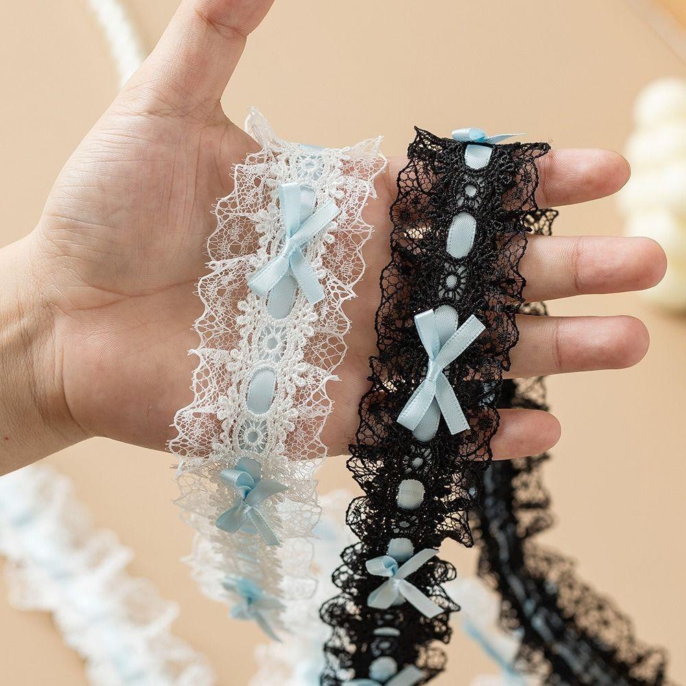 Bows & Pleated Lace Trim Ribbons Handmade Fabric Sewing Supplies New Hair Accessories  Baby Shower