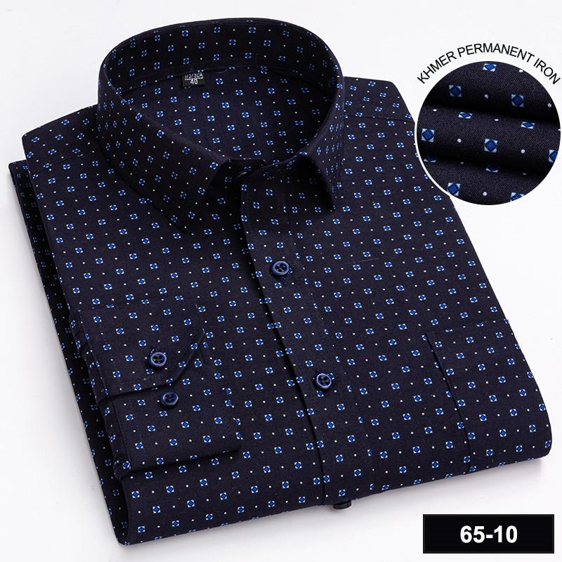 

Men s Long Sleeve Shirt High-quality Fashion Casual Print Plaid Stripe Single Pocket Fit Business Formal Office Four Season Top 41