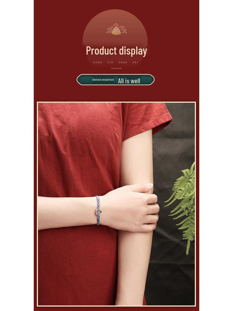 Drachenknoten S925 Silber Fu Glücksbringer Buntes Seil Armband - Frühlingsfest Geschenk für Studenten & Paare