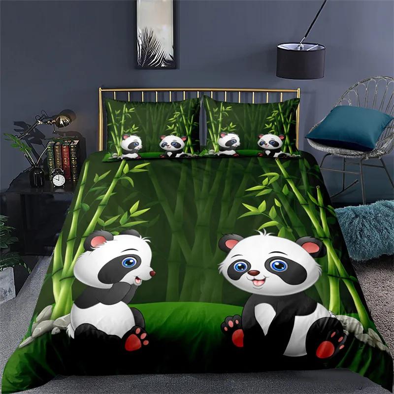 Cute Cartoon Panda Duvet Cover Twin Queen For Boys Girls Teen Soft Animal Theme Panda Bedding Set With Pillowcases Bedroom Decor