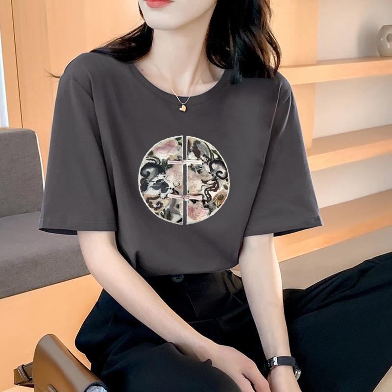 VEZFAA Damenmode Casual Sommer Frühling Kurzarm O-Ausschnitt Blusen & Hemden