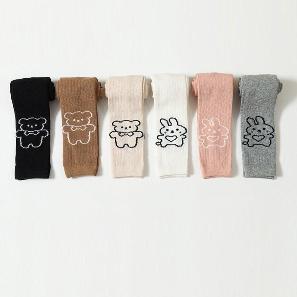 Cartoon Bear Children's Cropped Pants Elastic Waist Kids Skinny Pants  Spring Autumn