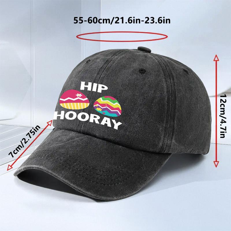 Hip Hooray Easter Egg Print Baseball Cap Polyester Adjustable Casual Outdoor Sports Unisex Adult Hat
