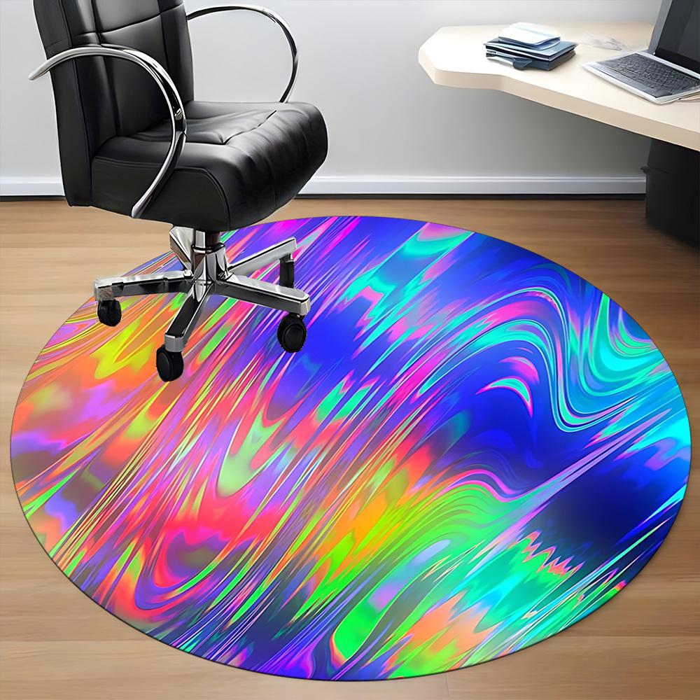 

1pc Colorful Swirls Chair Carpet for Office, Non slip, Soft and Durable Office Rug 80cm