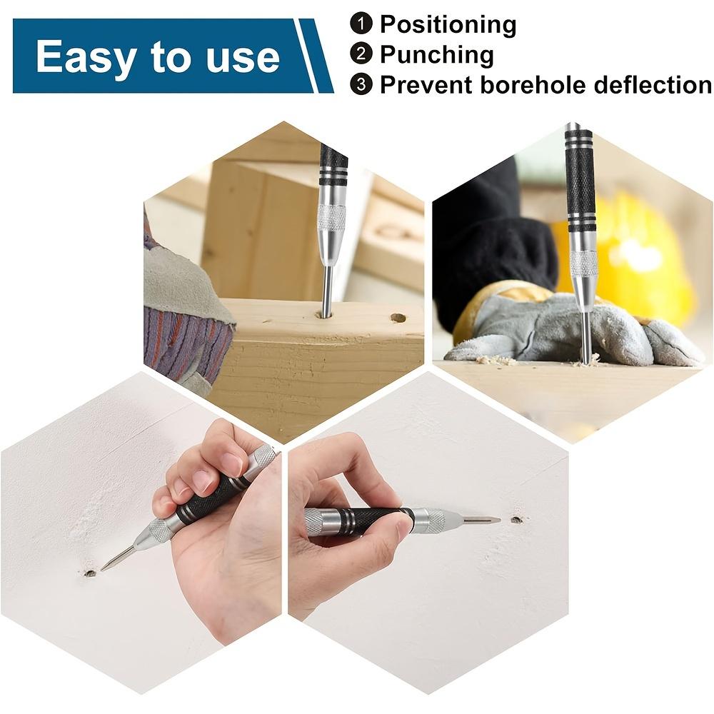 1/5pcs Heavy Duty Automatic Center Punch,Adjustable Spring Impact Hole Marker Scriber for Metal, Plastic, Wood - Precision Tool