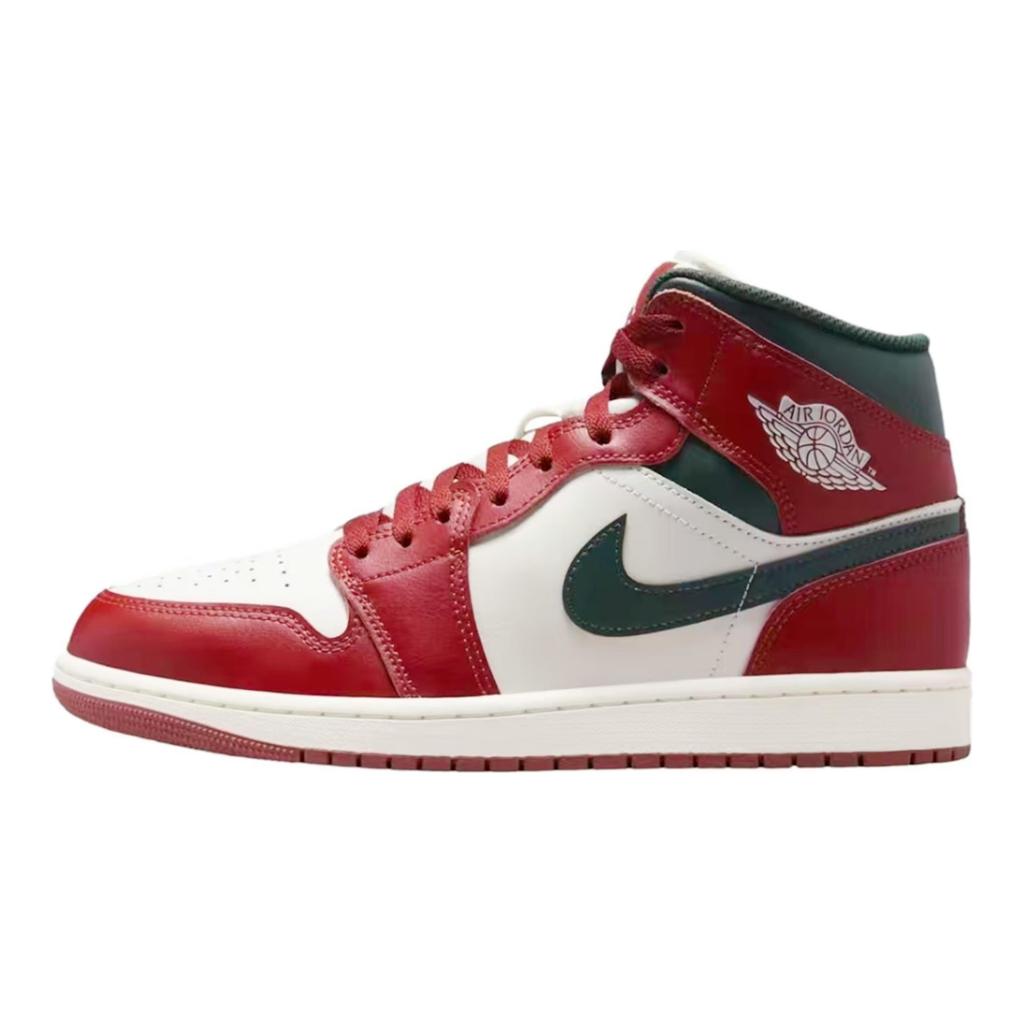 Jordan Air Jordan 1 Mid top Vintage Basketball Shoes Unisex Red Black White DQ8426-105(Team17-)