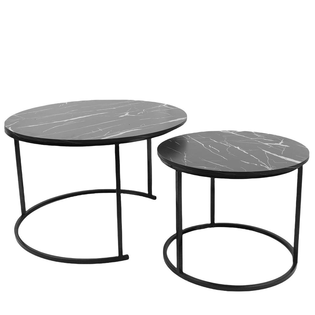 Coffee Table Set Minimalist Modern Nesting Round Center Table for Living Room Apartment Balcony Yard