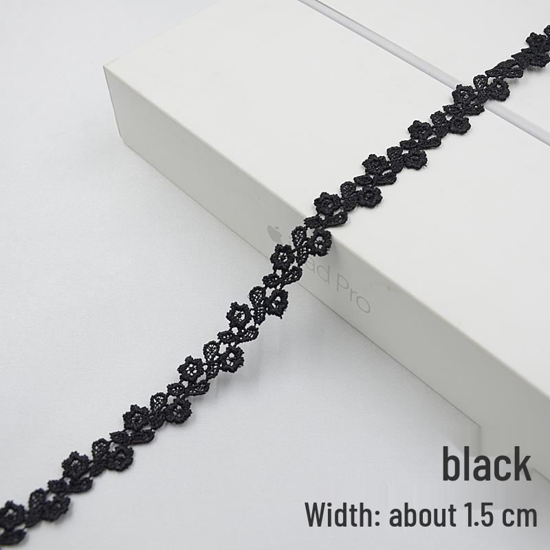 Handmade Black Lace Trim for DIY Jewelry & Clothing, Doll Clothes, Shoe Decoration, Fabric Flowers