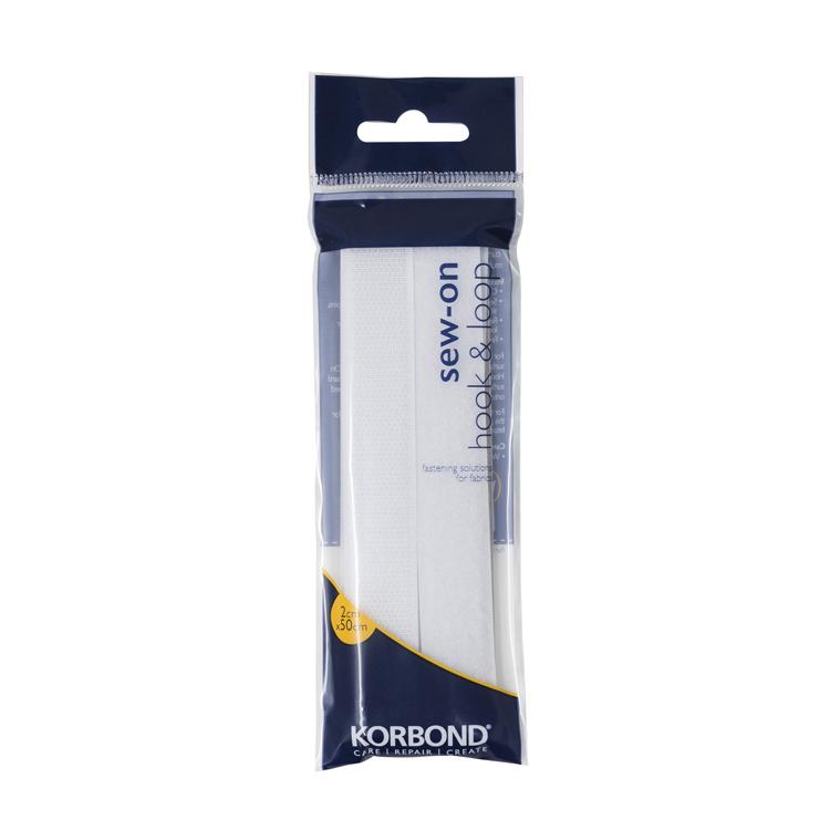 Korbond Hook & Loop Sew On White 2 x 50cm