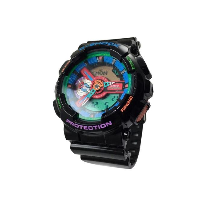 Casio Color Block Dual Display Magnetic Resistant Shockproof Waterproof Sports Quartz Watch Men Watches Black GA-110MC-1A