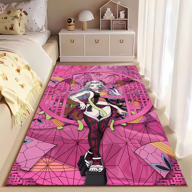 Anime-Inspired Pink Carpet Design suitable as a non-slip mat for the living room or bedroom sofa