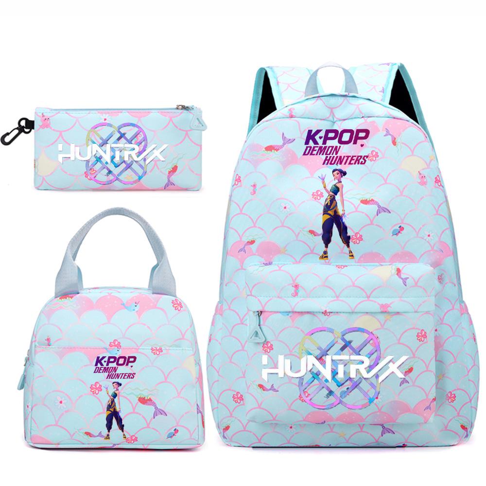 3 Stück/Set Anime Niedlich Kpop Bedruckter Rucksack Handtasche Federmäppchen für Teenger Studentin Student Junge Schultasche Kinder Schultasche Große Kapazität Reisetasche Geschenk