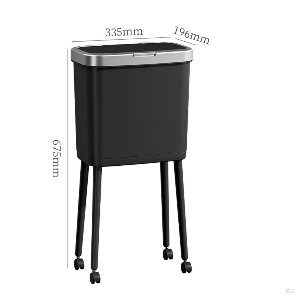 Trash Bin with Wheels Garbage Can 15L 360° Rotation Practical Waste for Office