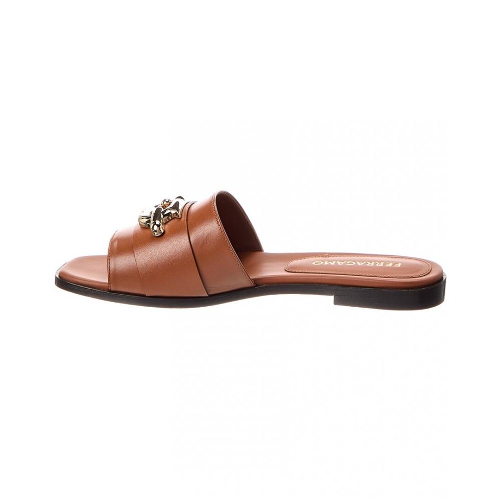 Salvatore Ferragamo Ferragamo Priscilla Leather Sandal Brown