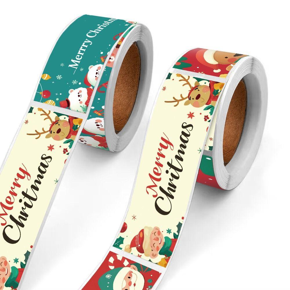 120PCS Multicolor Merry Christmas Stickers Mixed Pattern Cartoon Santa Snowman Packaging Decals Xmas Tree Deer