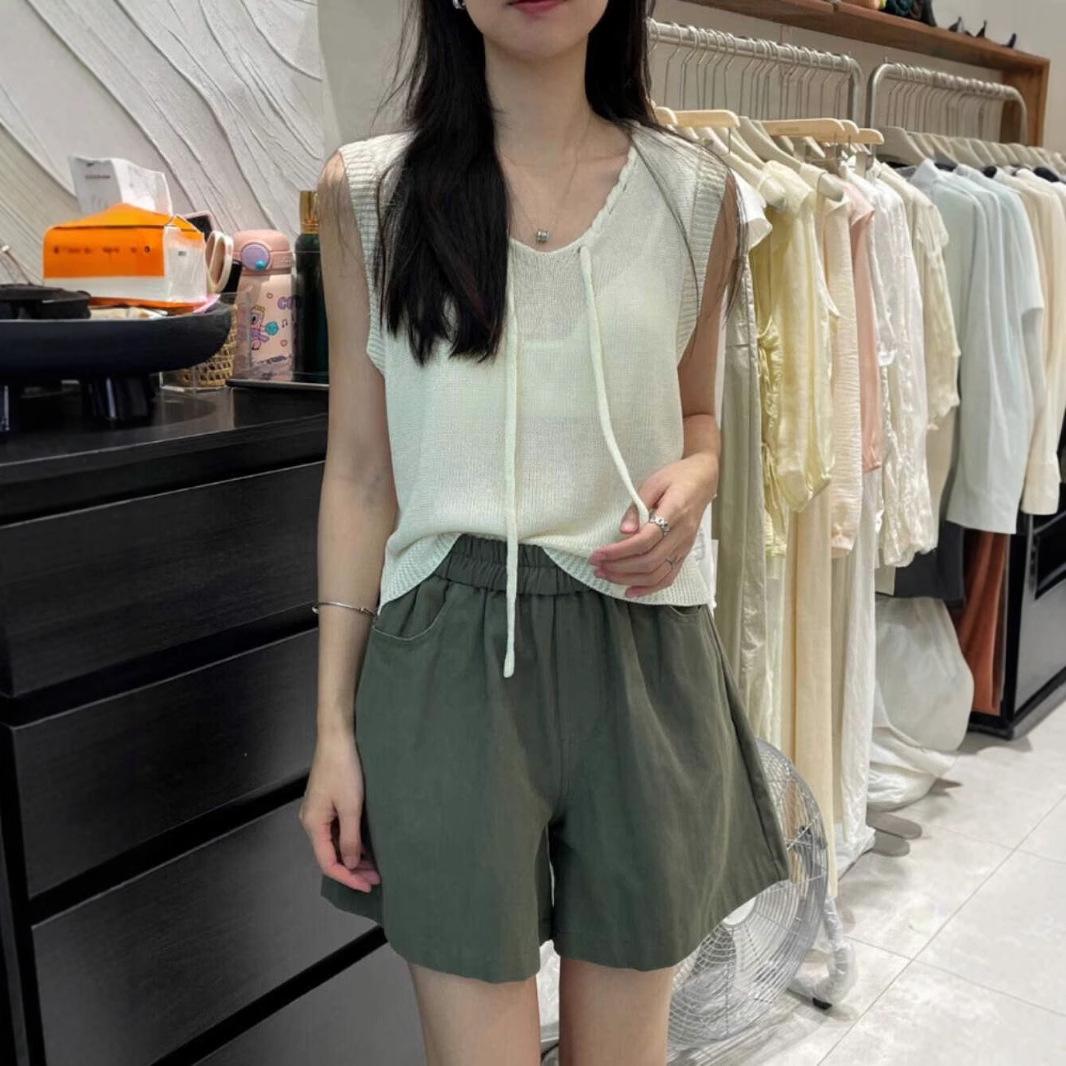 

Women s Summer Korean Design Hollow Out Knit Vest - Slimming, Versatile, and Fashionable Crew Neck Top One Size (up to 125 lbs) зелений