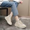 Autumn New Round Toe Thick Sole Height Increasing Women's High Top Shoes Fashionable Versatile Comfortable Casual Shoes