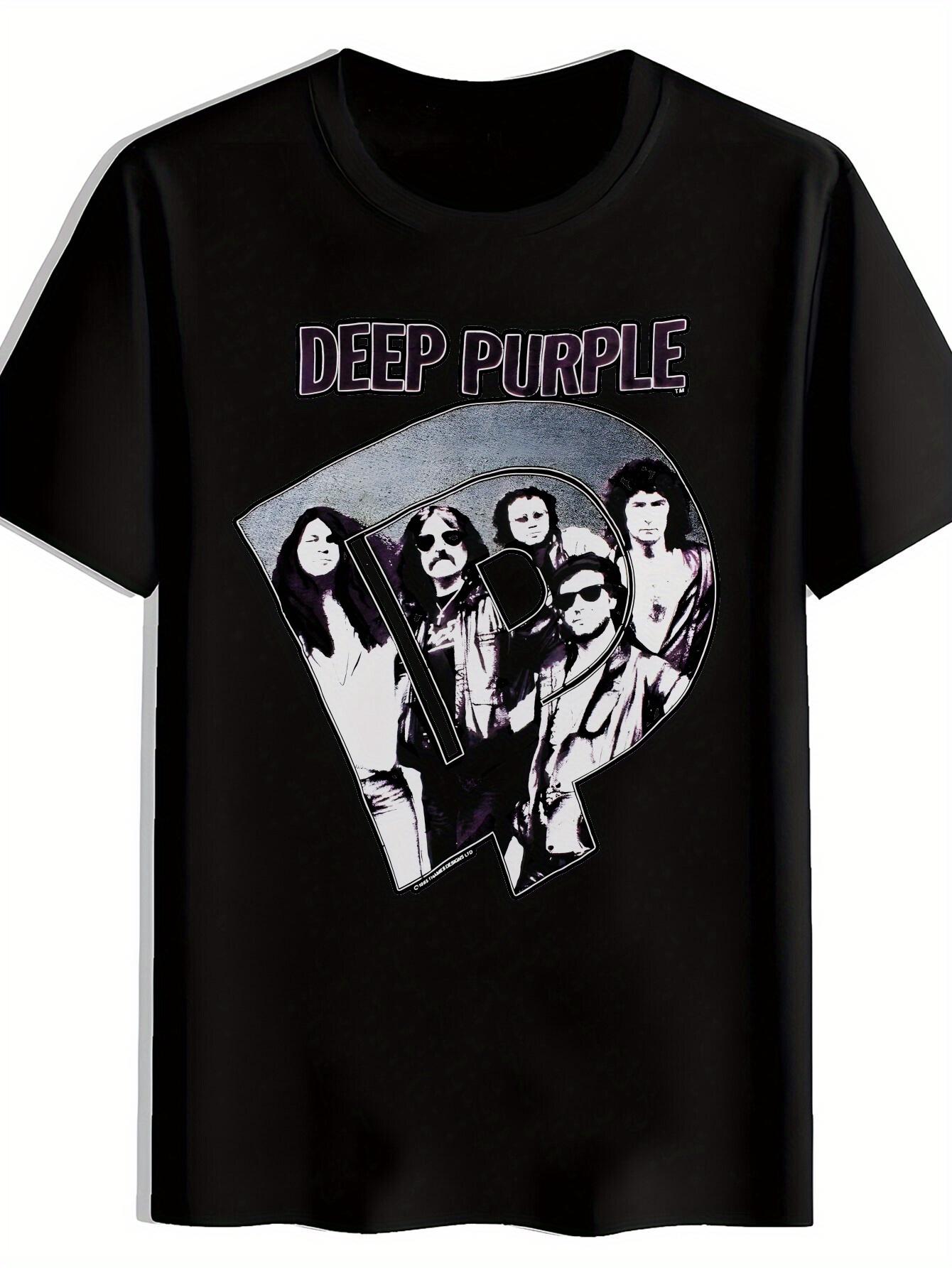 Vintage Rock Band Graphic T-shirt - Deep Purple Print Short Sleeve Tee M