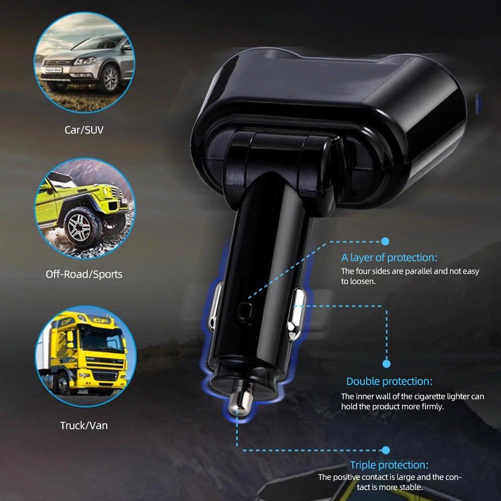 Ładowarka samochodowa USB, adapter zapalniczki samochodowej 1-2 z dwoma portami USB 3.1A, wyświetlacz napięcia LED, zabezpieczenie bezpieczeństwa, 12 V/24 V