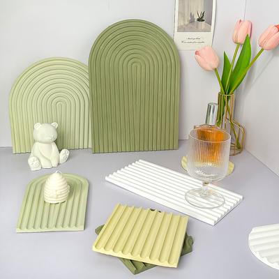 Tavă de Depozitare Bijuterii în Formă de U, Matriță de Silicon, Farfurie pentru Fructe/Tort, Matriță Arh Geometric, Valuri, Dungi, Beton, Ipsos, Rășină, Decor Artizanal