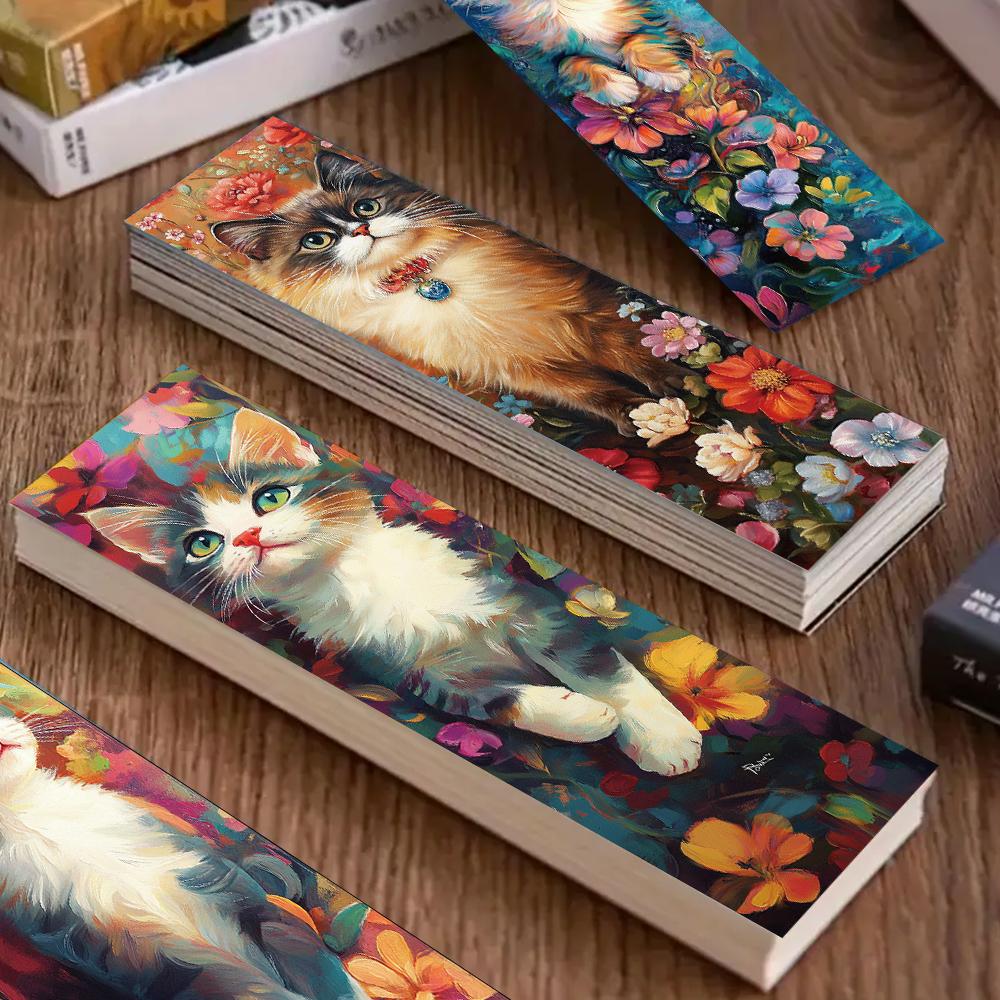 32pcs, Flower Cat Bookmark, suitable for back-to-school season, Christmas, Halloween, teachers, readers, and birthdays.