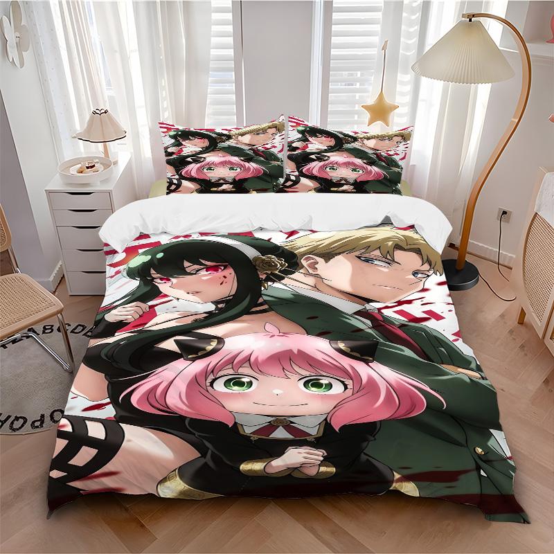 Spy X Family Teamwork Print 3Pcs Bedding Setduvet Cover With 2 Bedropillowcase Home Birthday Gift