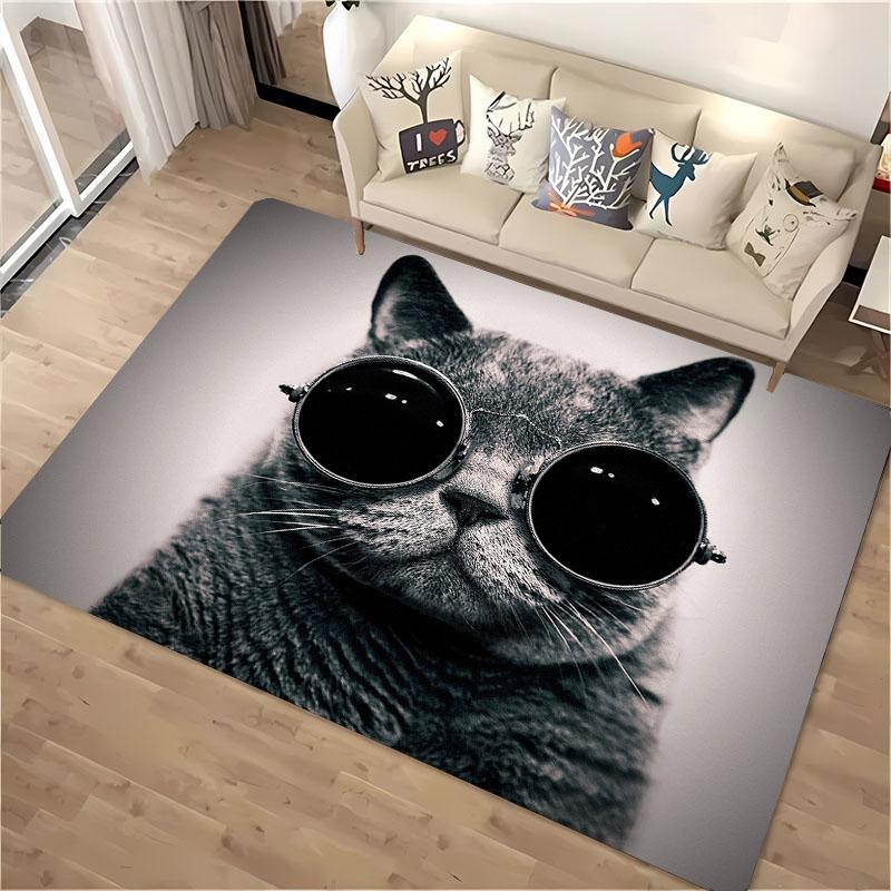 3D Printing Cat Large Area Carpets for Home Living Room  Children's Bedroom Sofa Doormat Kitchen Floor Rugs Anti-slip Decor Gift