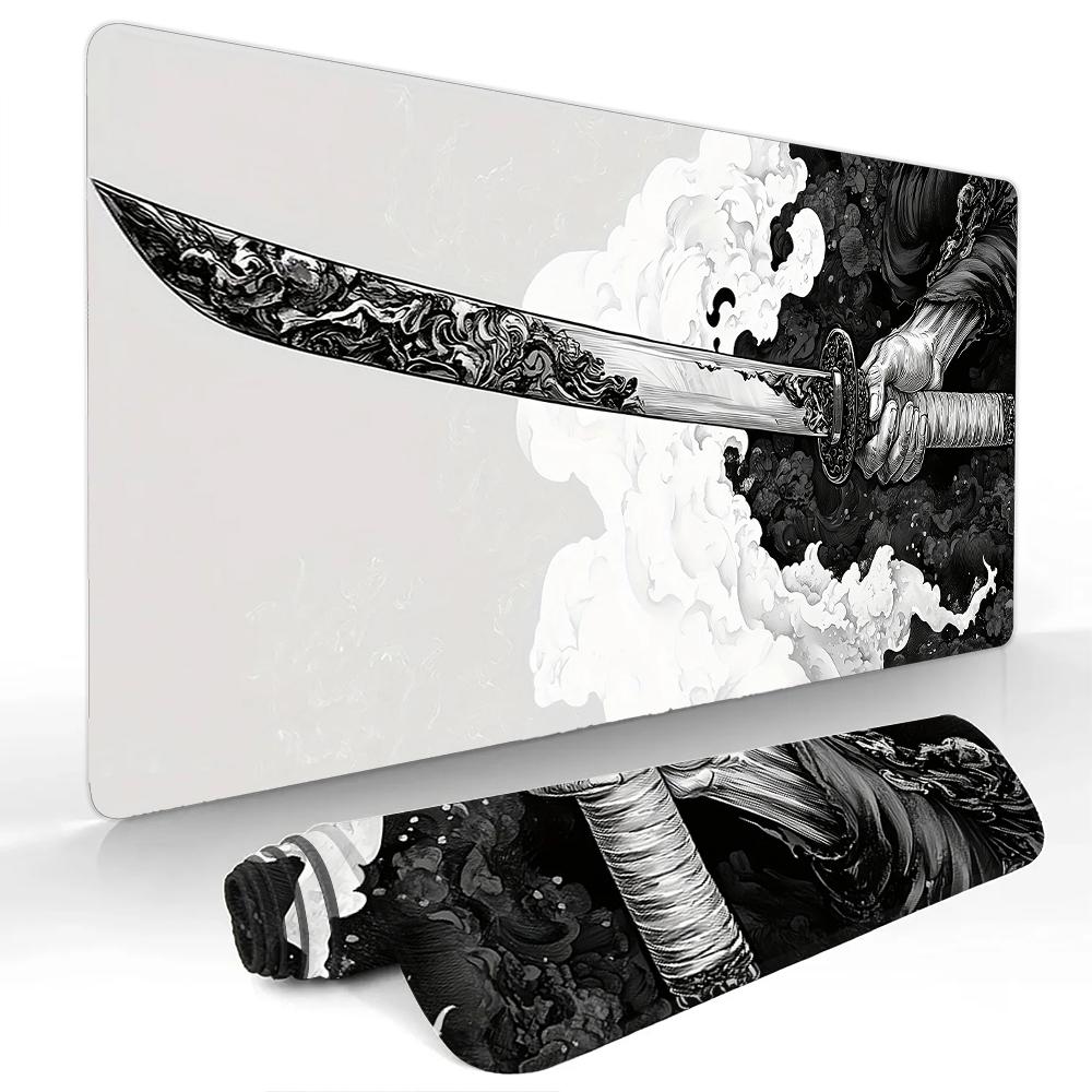 Samurai And The Red Sun Gaming Mouse Pad Nonslip Durable Desk Mat Pc Accessories Mousepads Katana Gaming Mats Tapis De Souris