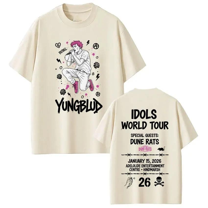

Unisex Women Gothic Punk Tshirts Singer Yungblud IDOLS Tour 2026 Graphics Tshirt Shortsleeved Loose Hiphop Cotton Tshirts Tops 4XL