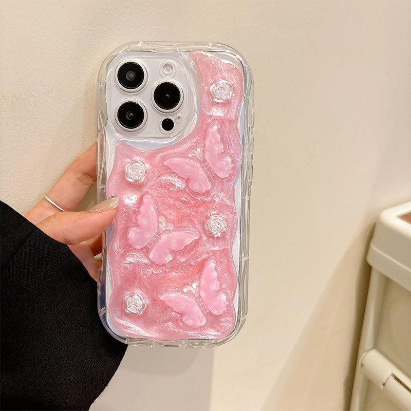 

Epoxy Glitter Butterfly Flower Mobile Phone Case For Iphone16Promax All-Inclusive Apple 17 Silicone 14 Women S Models iPhone 7/8/SE 2020