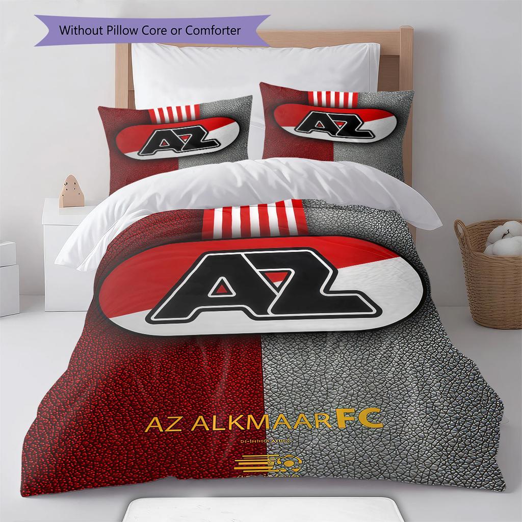 AZ Alkmaar klubo patalynės komplektas: antklodė, užvalkalas antklodei, užvalkalas pagalvei. Namų dekoracija, gimtadienio dovana (1 * antklodės užvalkalas + 2 * pagalvės užvalkalai, be šerdies)