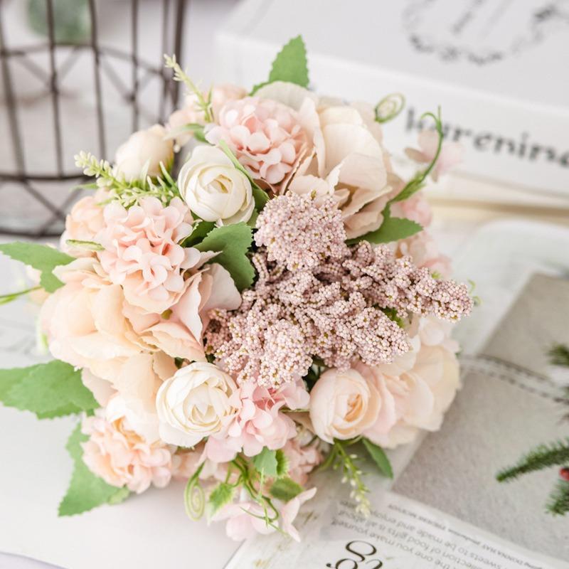 13 Heads Silk Rose Artificial Flowers Fake Bouquet Wedding Home Party Decor