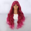 26-Inch Red Highlight Pink Synthetic Long Hair Wigs Wave and Body Wave Elegant Women's Heat-Resistant Fashion Bang SM517 - 2