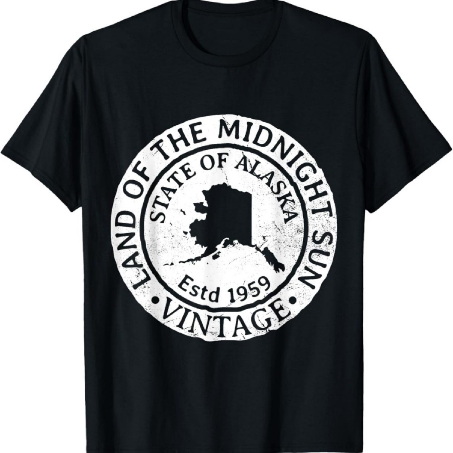 

Alaska Land Of The Midnight Sun Home State Vintage Estd 1959 T-Shirt S