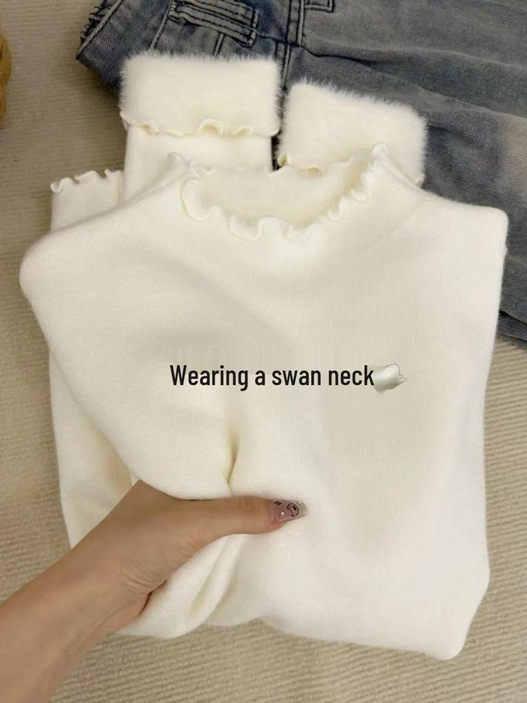 Chic Edge Women's Half High Neck Fleece-Lined Winter Sweater