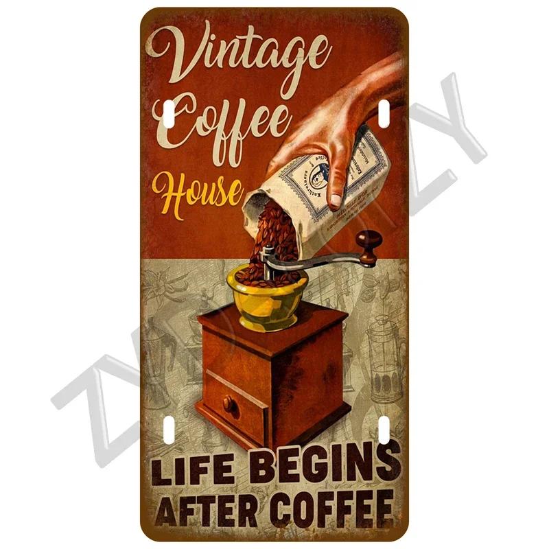 Coffee Tin Sign Vintage Metal Sign Funny Poster License Plate Home Decor For Bar Pub Club Man Cave Wall Decoration Wine Beer
