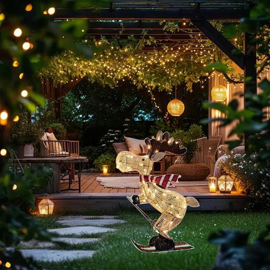 Yousheng Outdoor Christmas Deer Lighting Festive LED 2D Acrylic Flat Reindeer Statue Waterproof Holiday Yard Decorations Xmas Festive Party Supplies